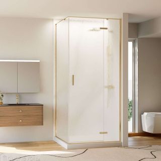 Душевой уголок Veconi Rovigo RV-073RG/R, 900х900х1950, золото брашинг, стекло дождь